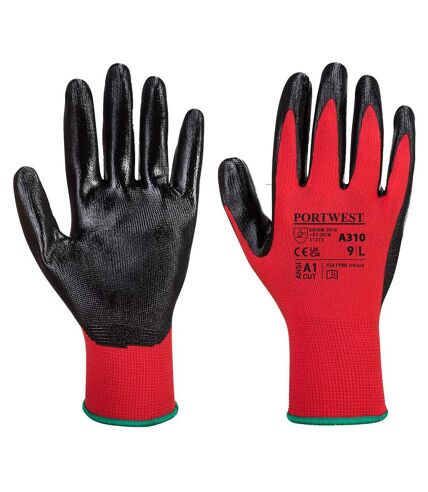 Unisex adult a310 flexo nitrile grip gloves l red/black Portwest