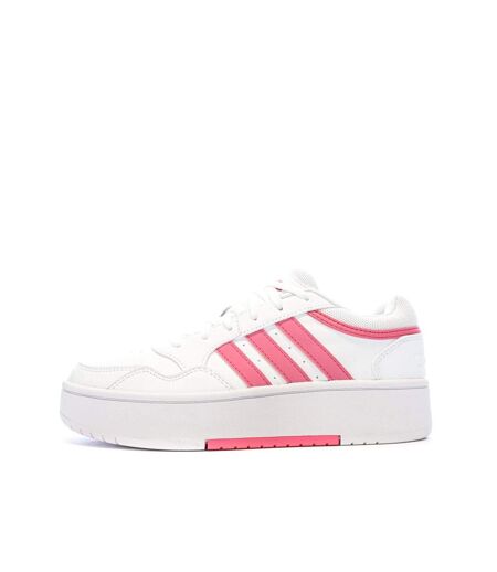 Baskets blanches/roses femme adidas hoops 3.0 bold