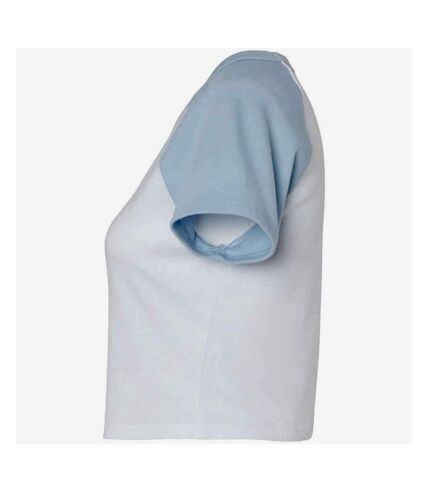 Haut court femme blanc / bleu clair Bella + Canvas