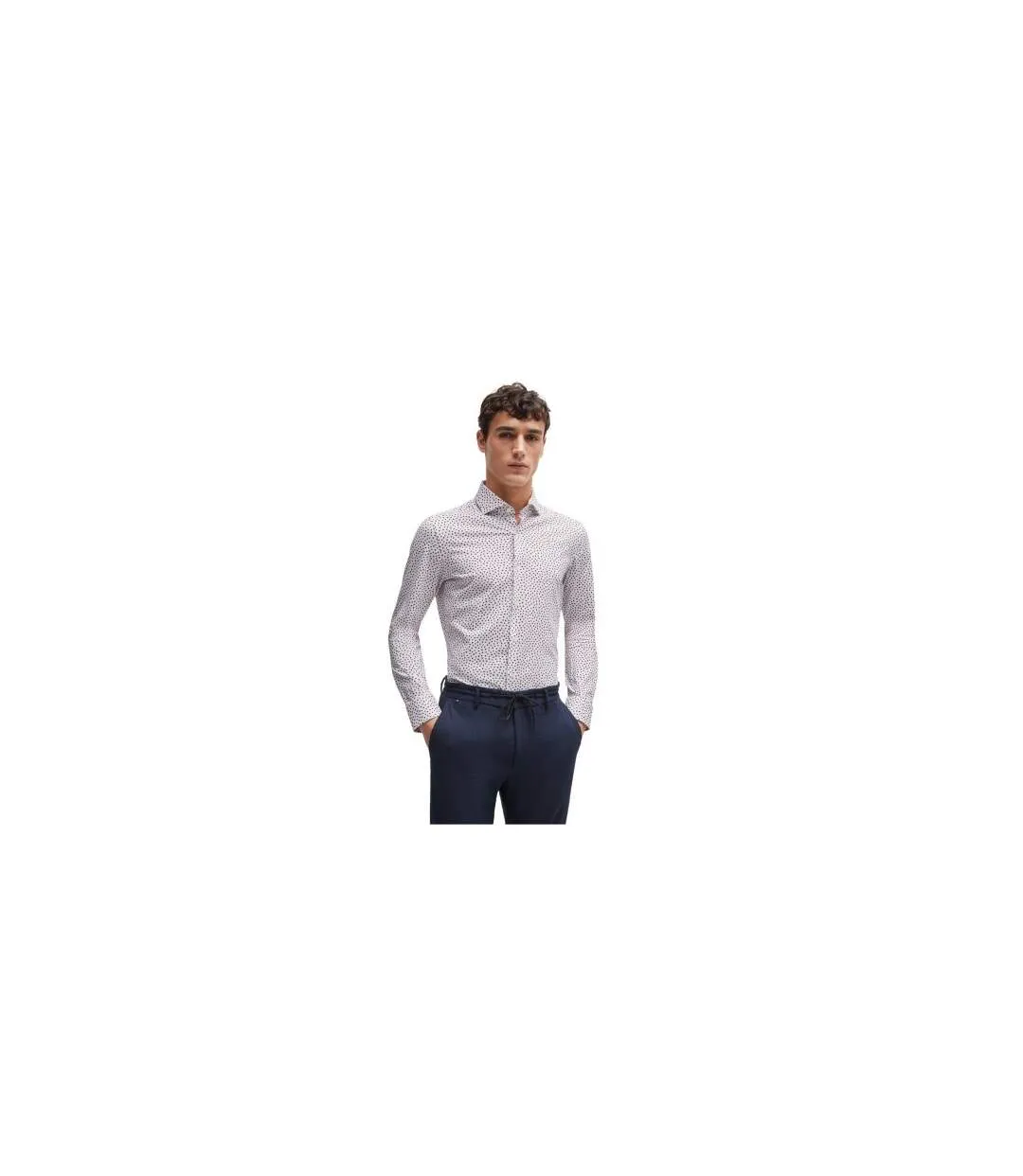 Chemise Habillée Motif/style Micro-pois Homme Blanc Boss-1