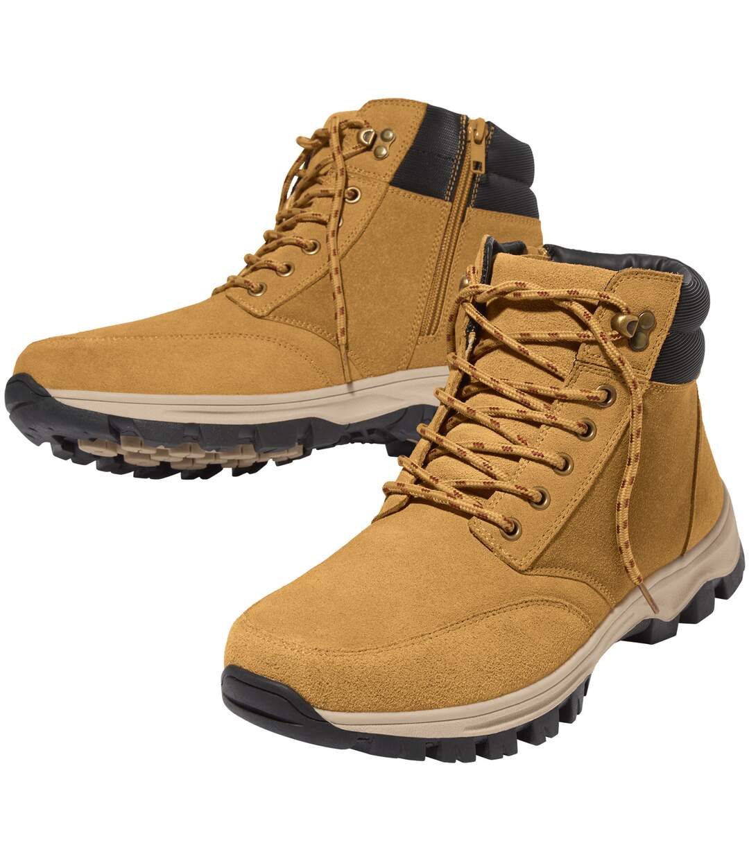 Wysokie, kamelowe buty z suwakiem-2