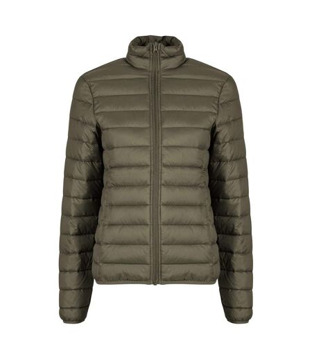 Womens/ladies Lightweight Puffer Jacket Olive New Morning Studios