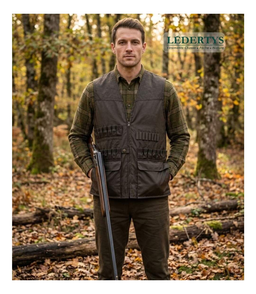 Gilet de Chasse LEDERTYS Impercoat LY0209 – Carnier Détachable PVC, Cartouchière et Protection Impercoat-4