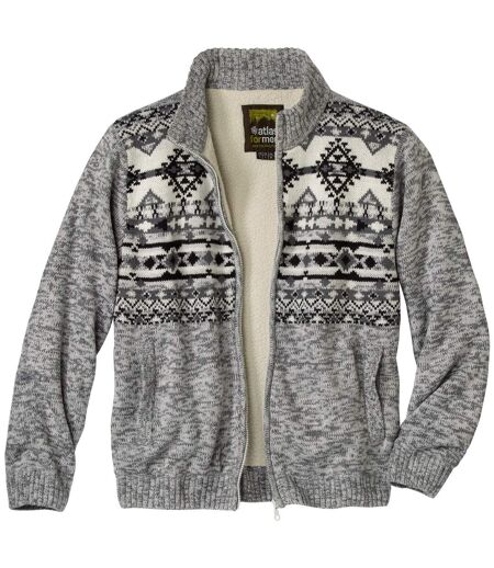 Blouson en tricot à motifs jacquard homme - gris