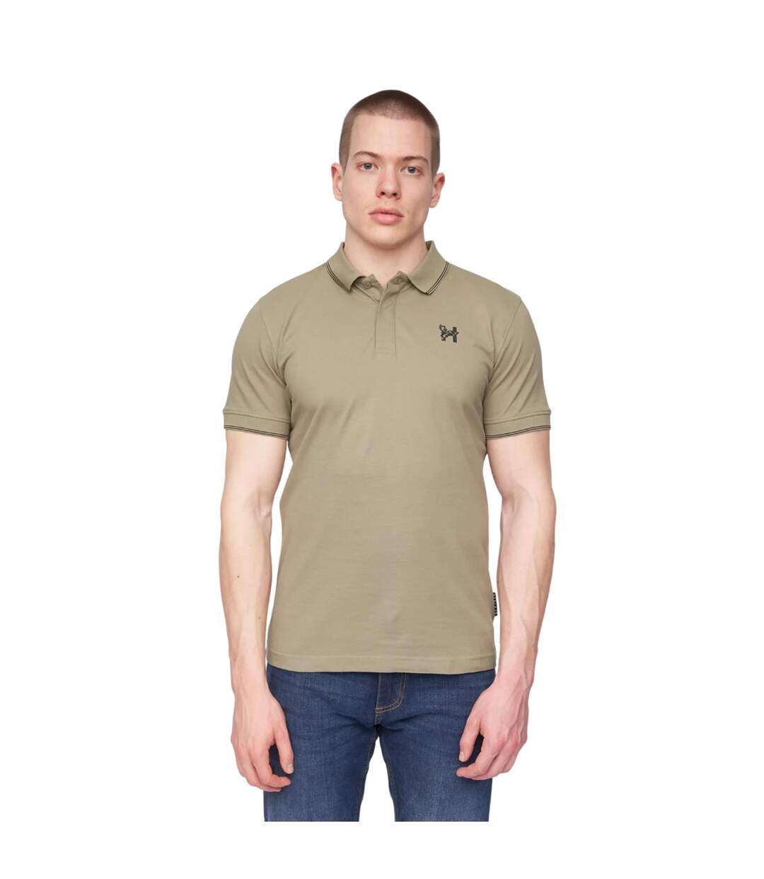 Polo moorehen homme vieux vert kaki Henleys-1