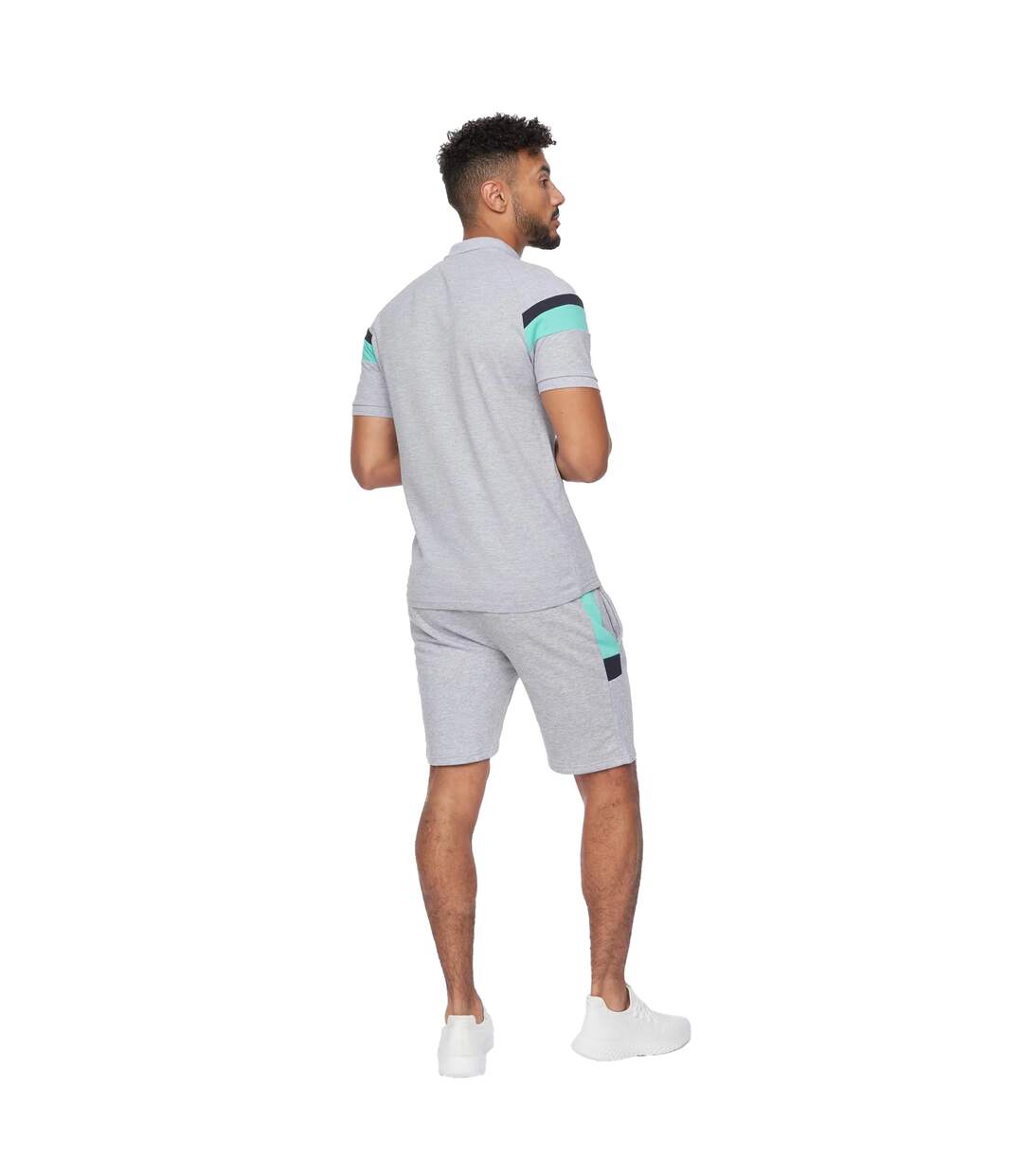 Mens maxmore top & shorts set grey marl Crosshatch-2