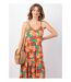 Robe bohème chic longue MONICA motif tropical orangé Coton Du Monde