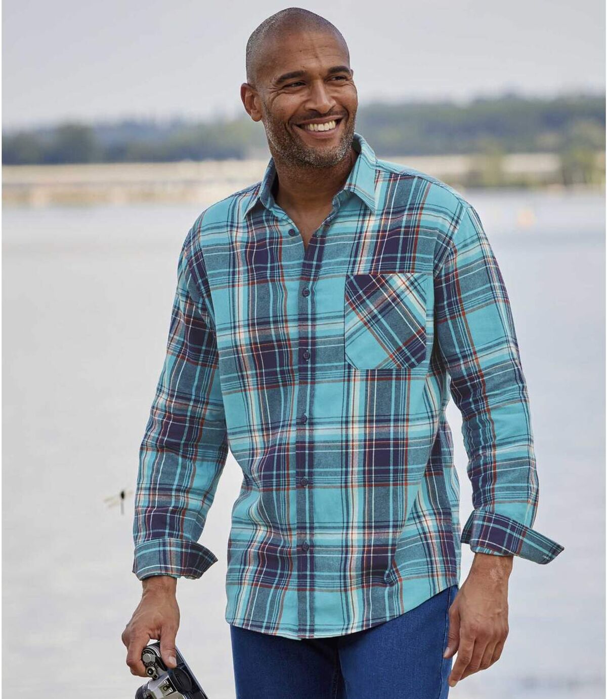 Men's Turquoise Checked Shirt  Atlas For Men