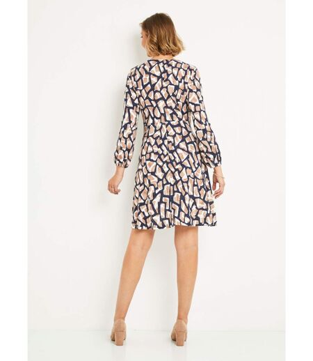 Robe courte maille graphique col V