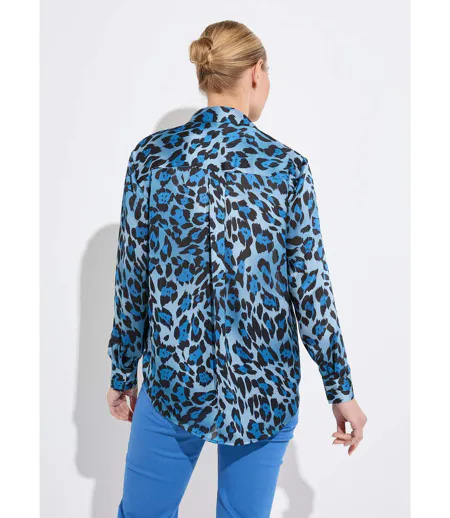 Chemisier boutonné satin manches longues