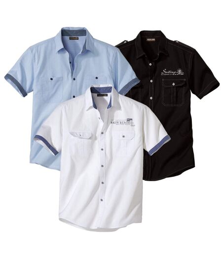Pack of 3 Short Sleeve Shirts - Black, White, Blue
