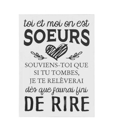 Pancarte Murale Déco Sœurs 61cm Blanc