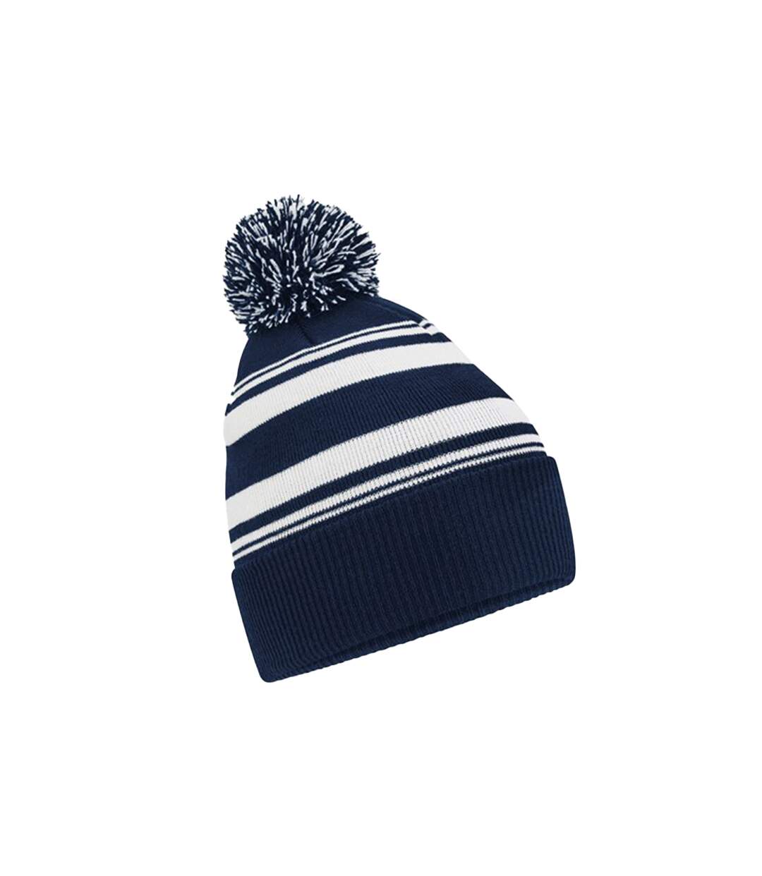 Unisex adult fan striped beanie french navy/white Beechfield-1