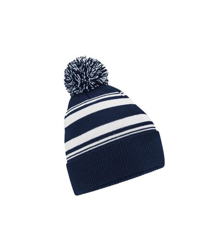 Unisex adult fan striped beanie french navy/white Beechfield