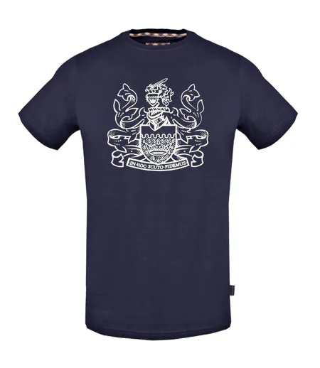Mens Crest T-shirt Navy Blue Aquascutum