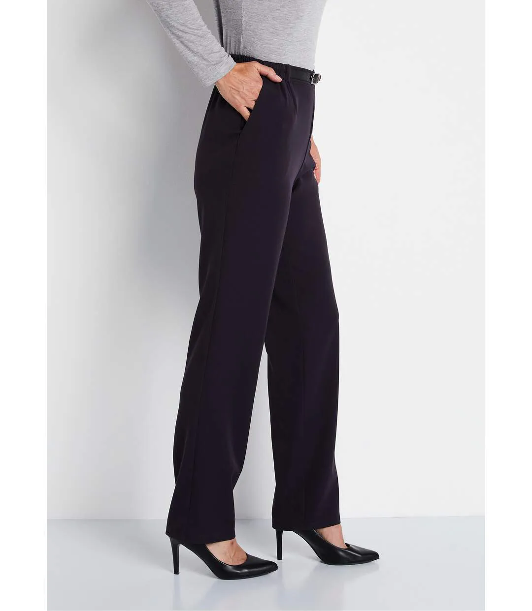 Pantalon infroissable taille semi élastiquée-3