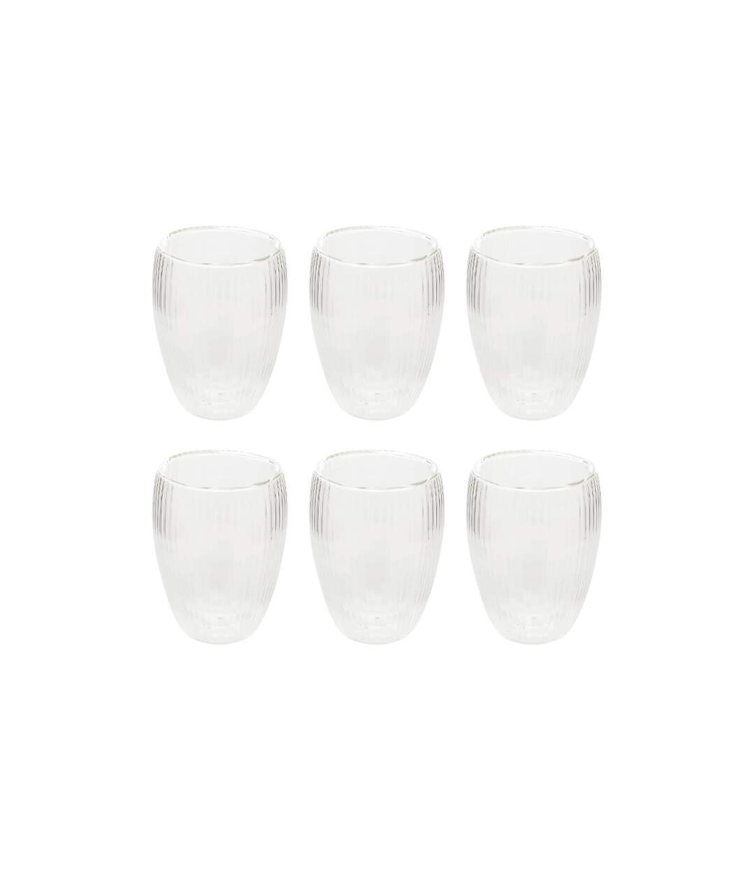 Lot de 6 Mugs Striés Cléa 28cl Transparent-1