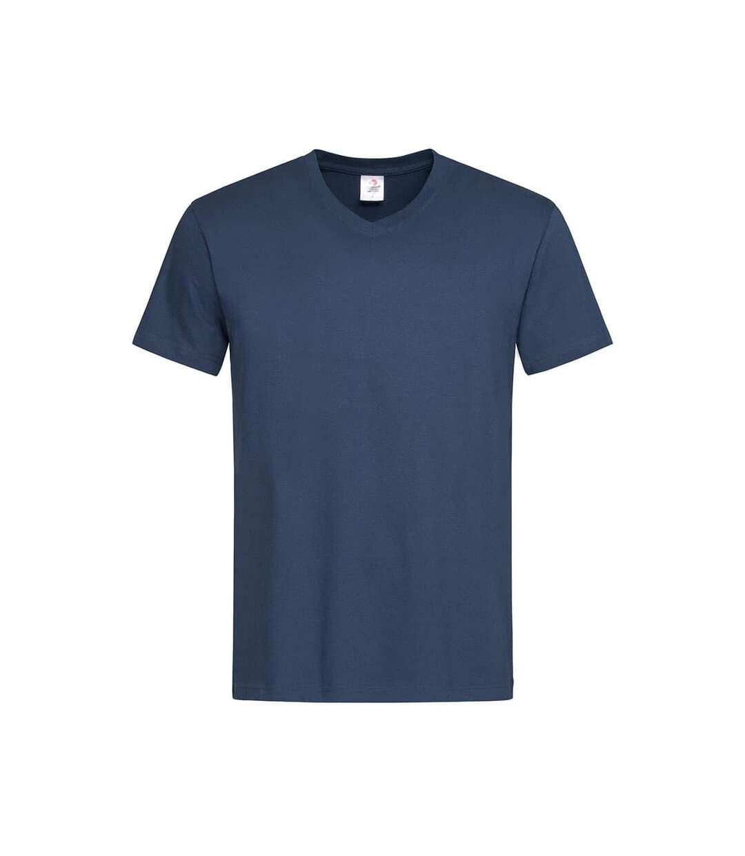 T-shirt Col V Homme Bleu Marine Stedman-2