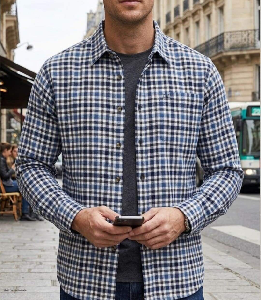 CHALLENGER TONUS2 Chemise à carreaux manches longues en flanelle : la chaleur et le confort au quotidien-1