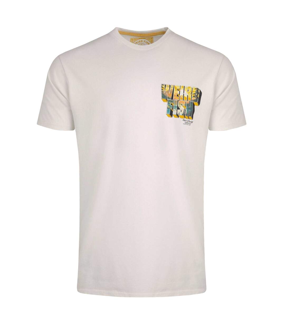 Mens Wild Life Graphic Back Print T-shirt Dusty White Weird Fish-2