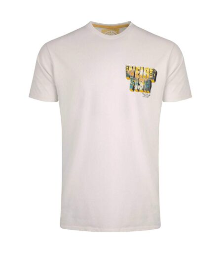 Mens Wild Life Graphic Back Print T-shirt Dusty White Weird Fish