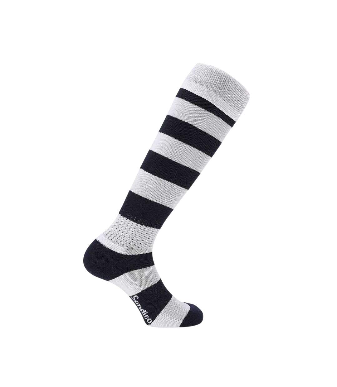 Chaussettes De Foot Motif/style Rayures Contrastées Homme Bleu Marine Blanc Sondico-1