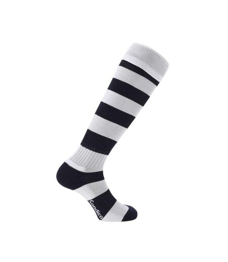 Chaussettes De Foot Motif/style Rayures Contrastées Homme Bleu Marine Blanc Sondico