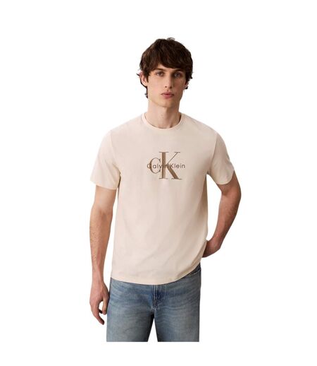 T-shirt Motif/style Monogramme Homme Blanc Cassé Calvin Klein