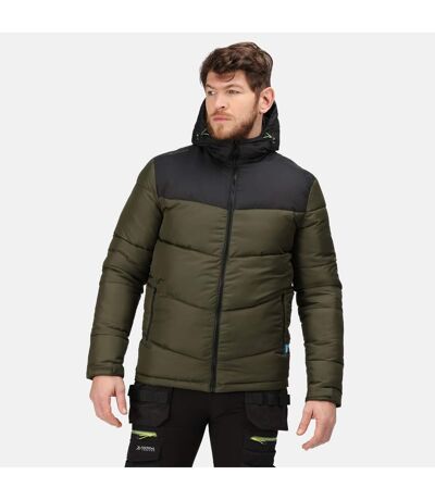 Mens Insulated Padded Jacket Dark Khaki Black Regatta Professional