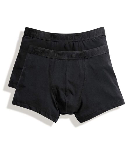 Fruit Of The Loom Mens Classic Shorty Cotton Rich Boxer Shorts (Pack Of 2) (Black)