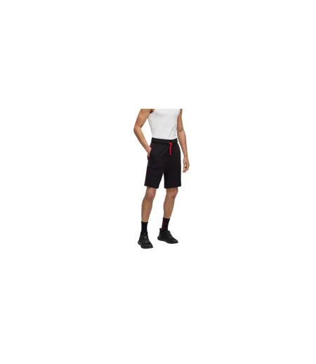 Mens Cotton Blend Side Logo Sweat Shorts Black Hugo Boss