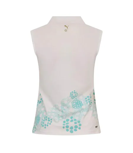 Womens/ladies Graphic Print Half Zip Polo Shirt White Puma