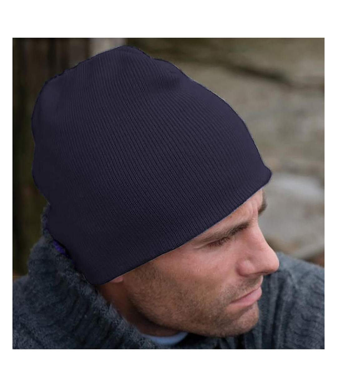 Chapeau D'hiver Pull On Soft Feel Acrylic Bleu Marine Result-1