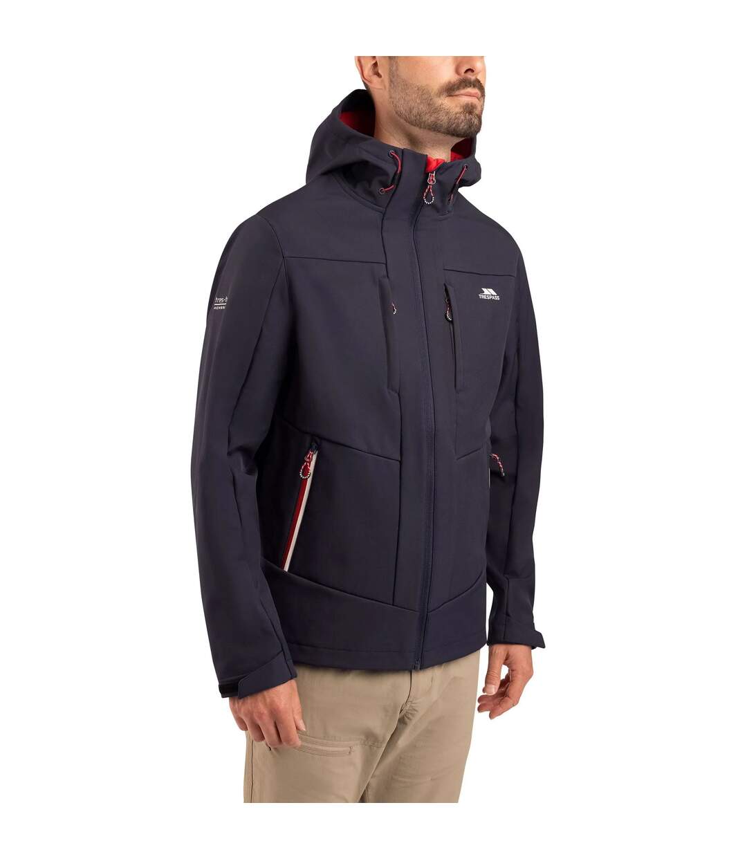 Veste Softshell Imperméable À Capuche Ajustable Motif/style Détail Contrasté Willsons Homme Anthracite Trespass-1