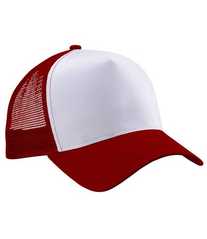 Beechfield Mens Half Mesh Trucker Cap/Headwear (Classic Red/White)