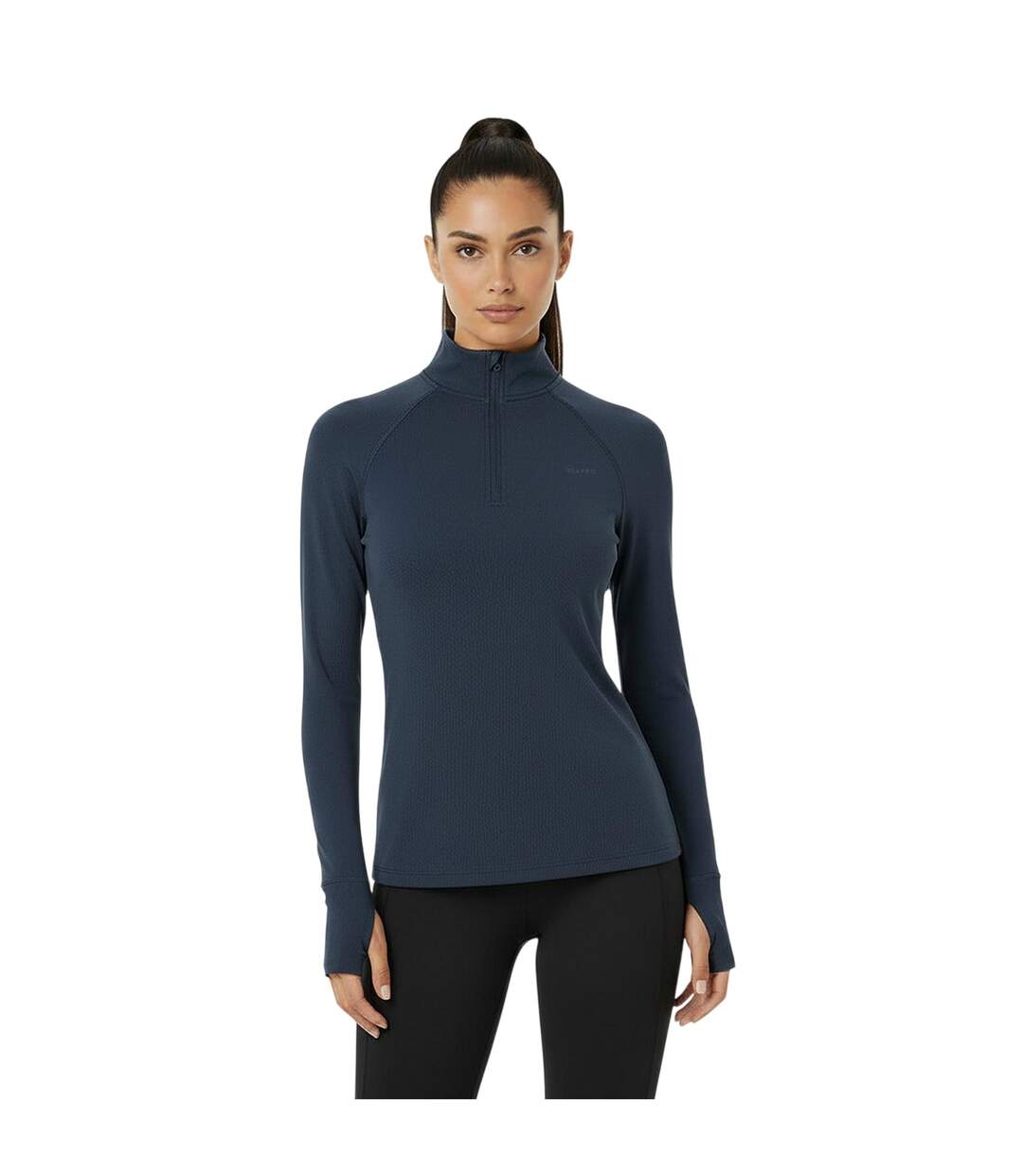 Womens/ladies Plain Long-sleeved Base Layer Top Navy USA-4
