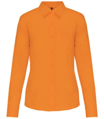 Chemise popeline manches longues - Femme - K549 - orange