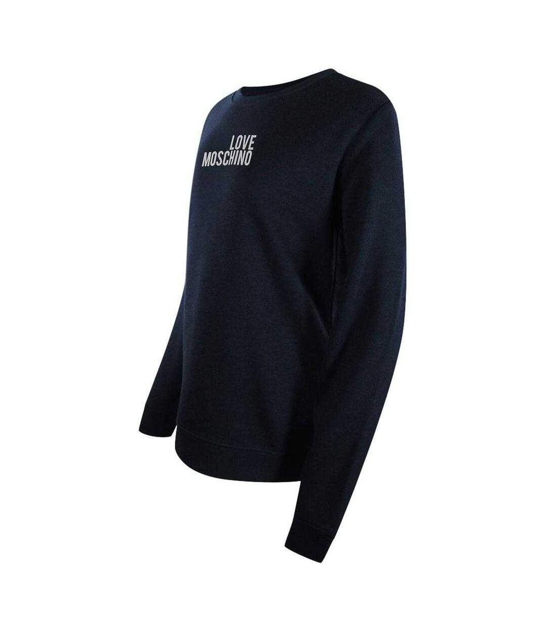 Womens/ladies Small Logo Long-sleeved T-shirt Navy White Love Moschino-3