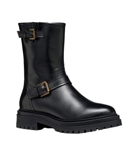 Womens/ladies D Iridea D Leather Ankle Boots Black Geox