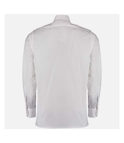 Kustom Kit Mens Long Sleeve Pilot Shirt (White)
