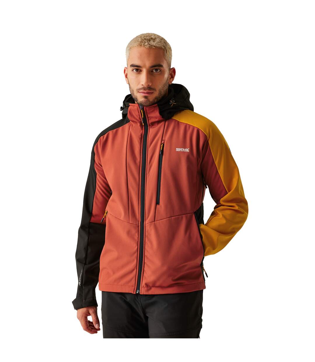 Mens hewitts x colour block soft shell jacket red ochre/black Regatta