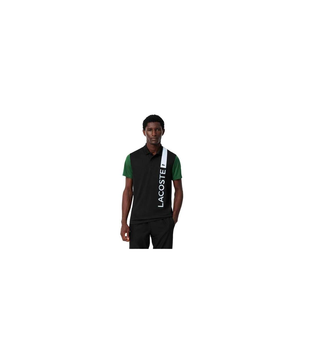 Mens Logo Printed Ultra Dry Tennis Polo Shirt Black Lacoste-1
