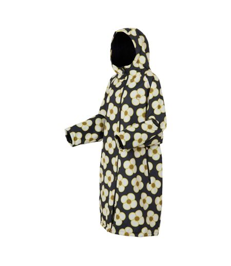 Womens/ladies Orla Kiely Spinning Flower Waterproof Changing Robe Black Regatta