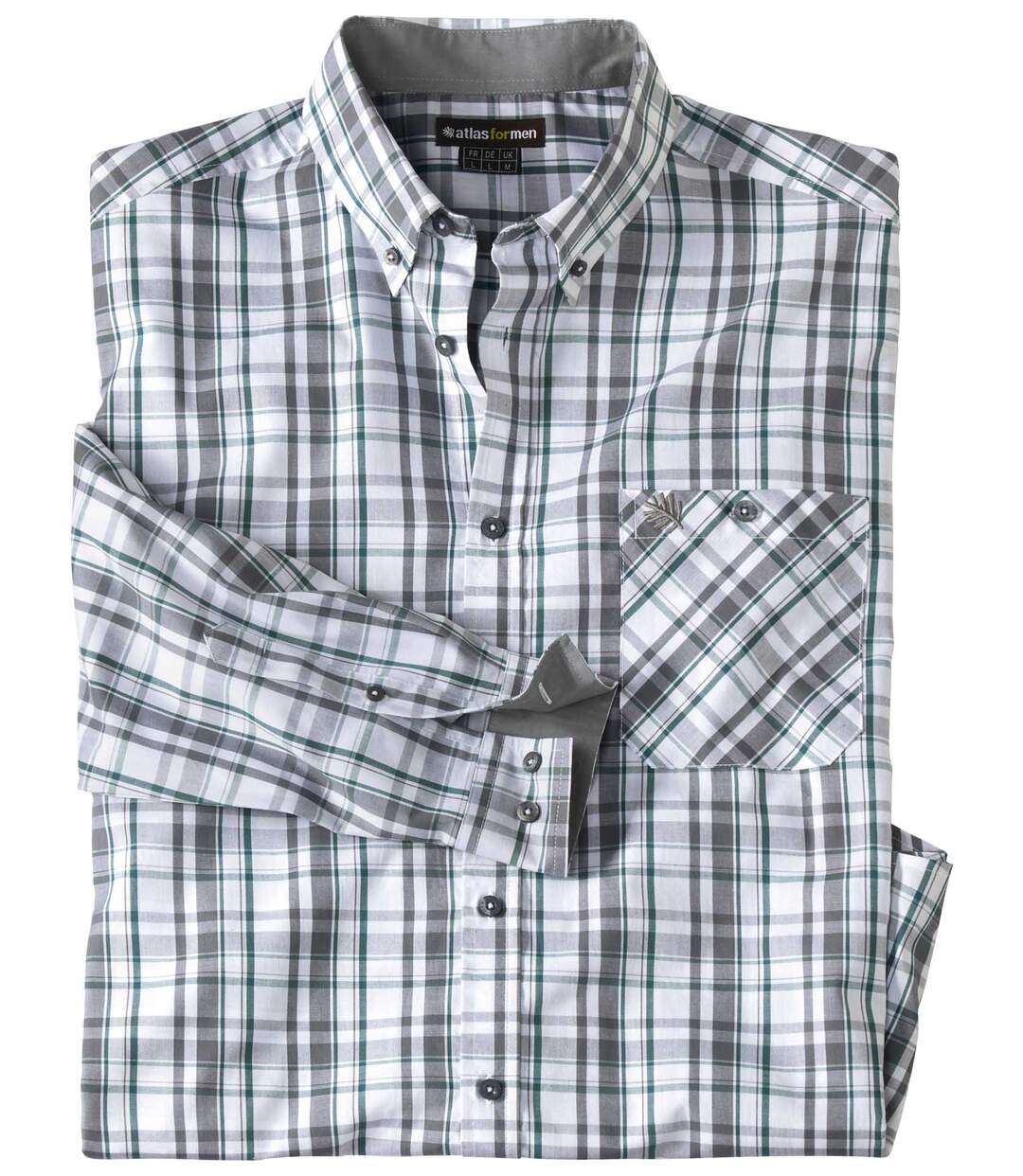 Chemise en popeline à carreaux homme - blanc gris bleu