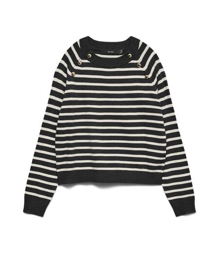Pull à rayures noir/blanc femme vero moda happy button