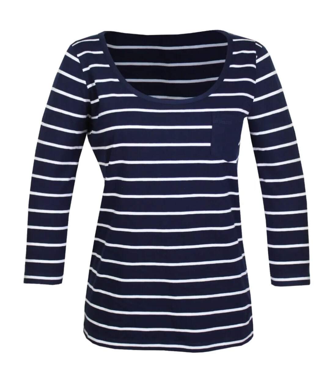 MAYFLOWER DARCY1 - Tee-shirt manches 3/4 marine à rayures blanches : le chic marin stretch-5