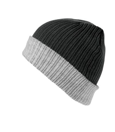 Result - Bonnet tricoté à double épaisseur (Noir/Gris) - UTRW5164