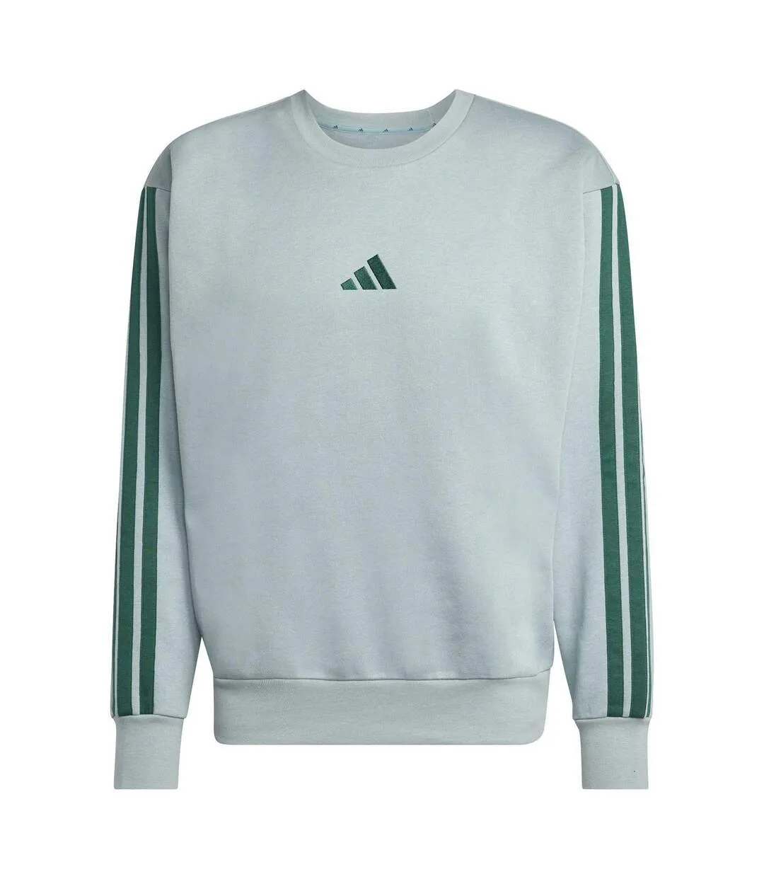 Mens 3 Stripes Fleece Sweatshirt Sage Adidas-2