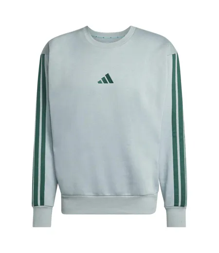 Mens 3 Stripes Fleece Sweatshirt Sage Adidas