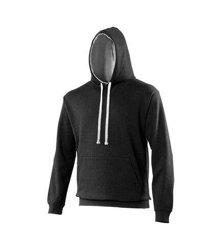 Awdis Varsity Hooded Sweatshirt / Hoodie (Jet Black/  Heather Gray) - UTRW165